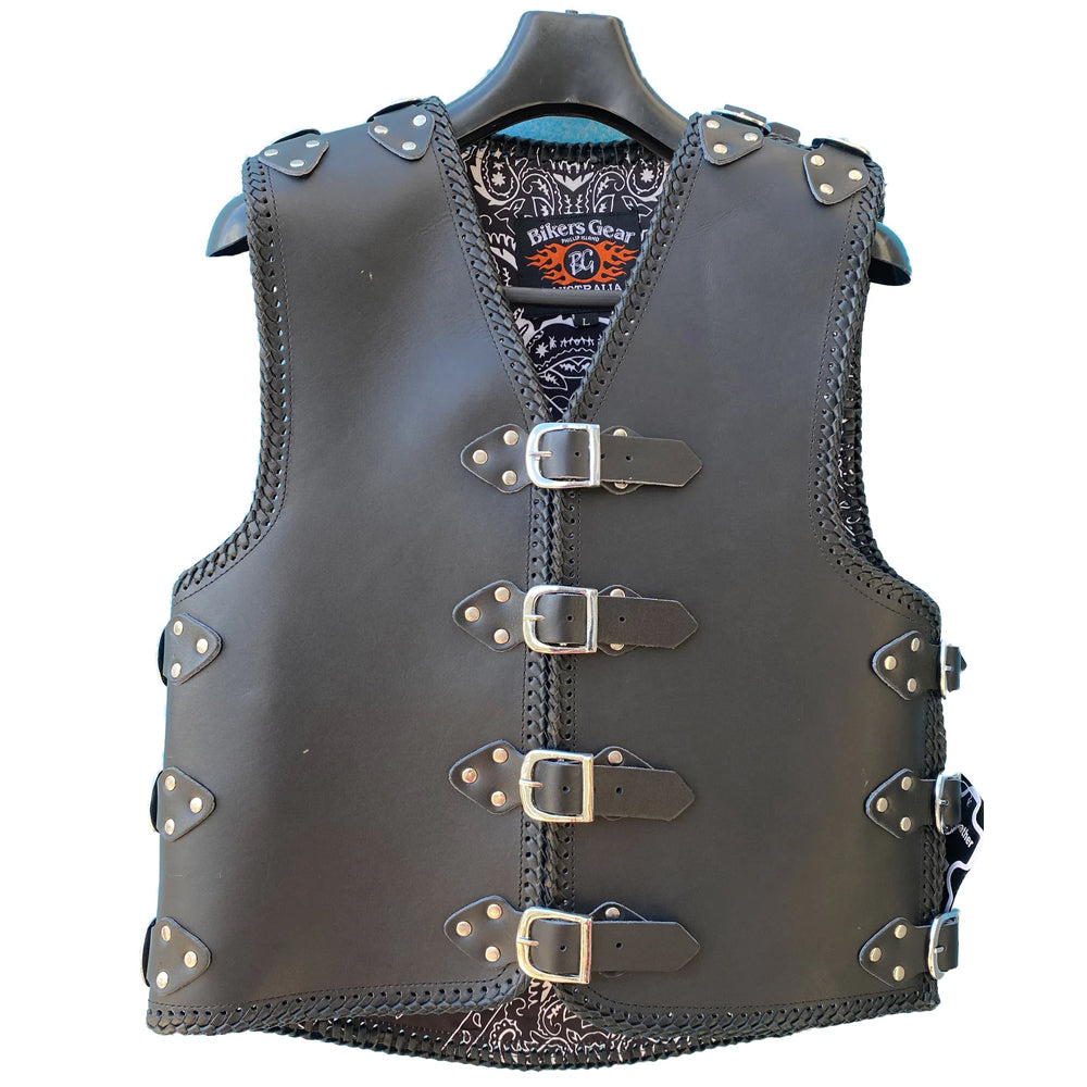 Bikers Gear Australia Atlas 3-4mm HD Motorcycle Vest Black