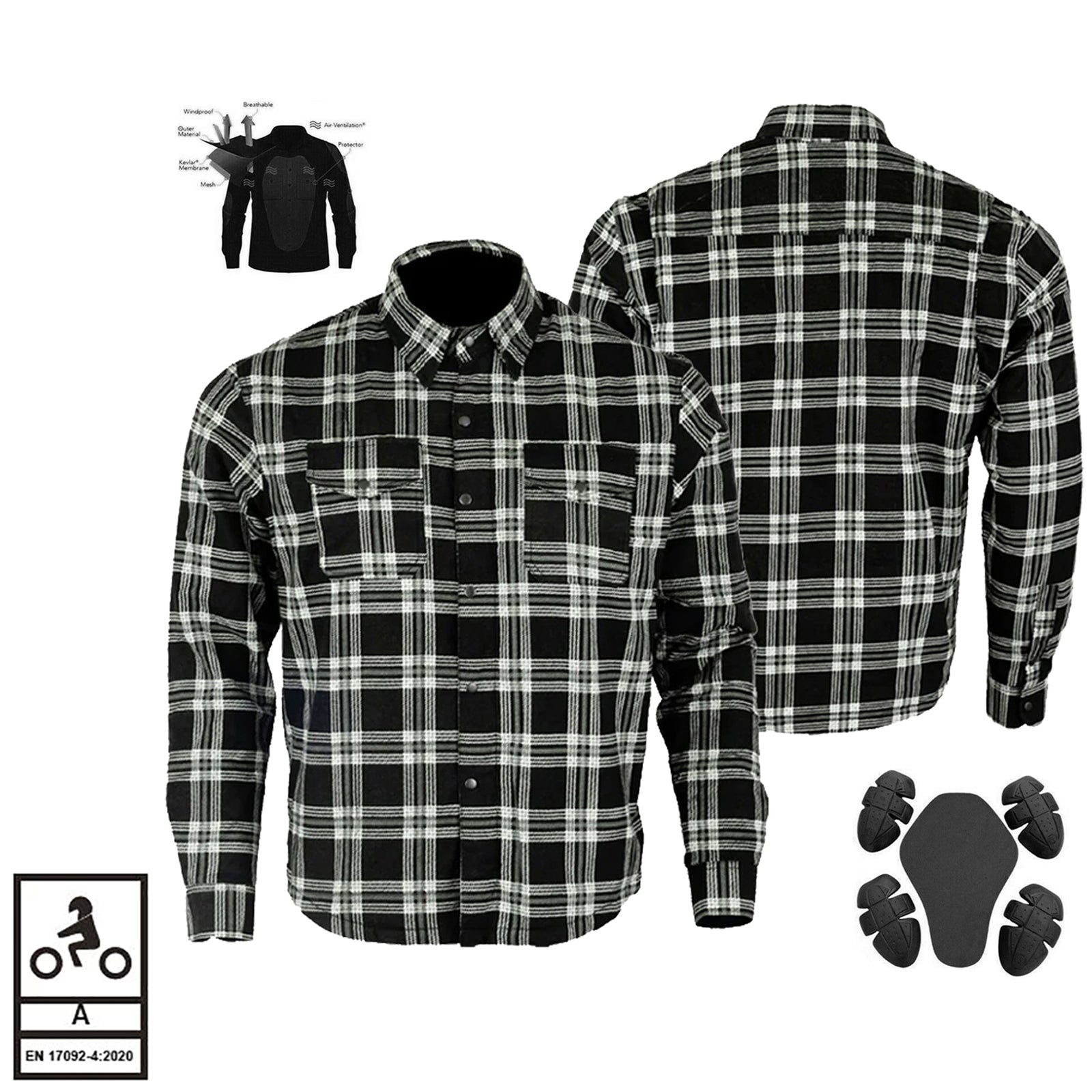 bikers gear australia hemd BGA Kevlar Lined Motorcycle Shirt