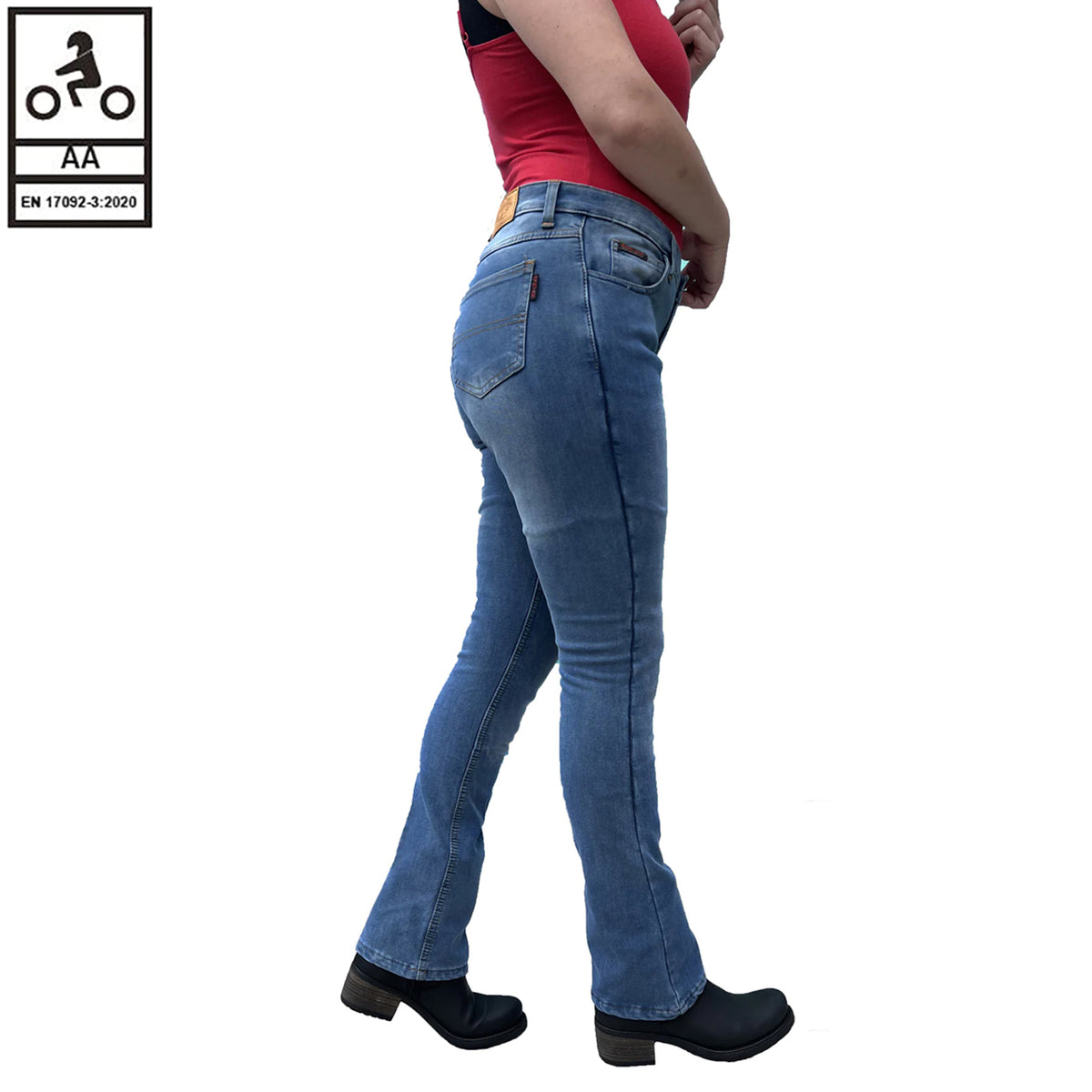 Bikers Gear Australia Boot Leg Lady Motorcycle Protective Lined With Kevlar Jeans Blue