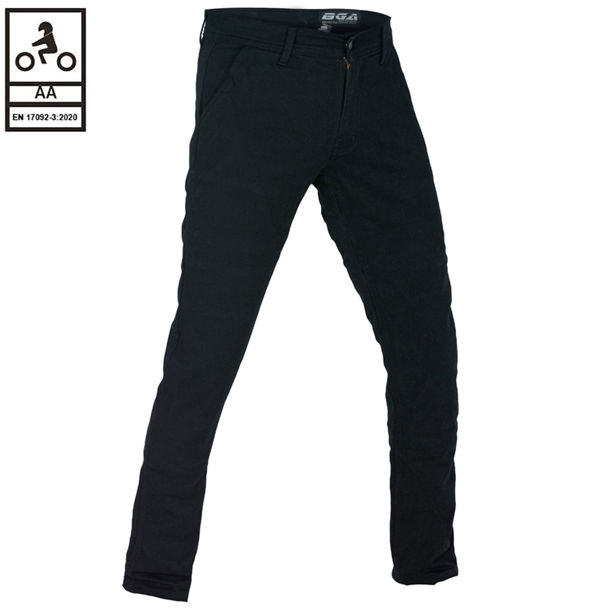 Bikers Gear Australia Stork Motorcycle Kevlar Lined Chinos Pants Black Stretch