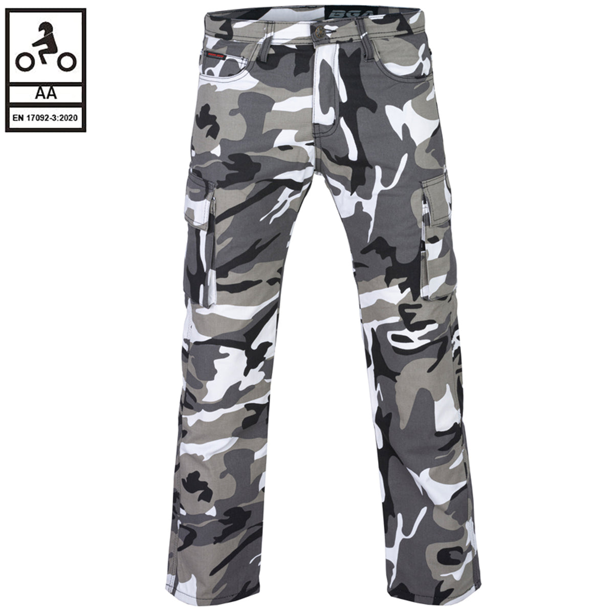 Bikers Gear Men Motorcycle Cargo KEVLAR Pants Camo Grey / Black
