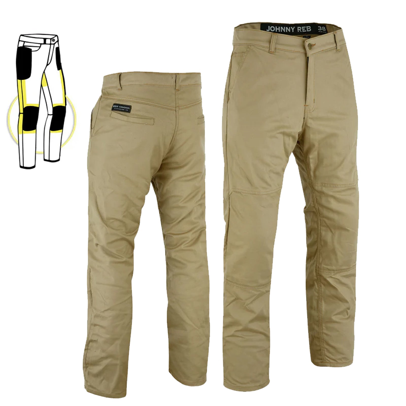 Johnny Reb Men's Motorcycle Protective Carpenter Pants Taupe