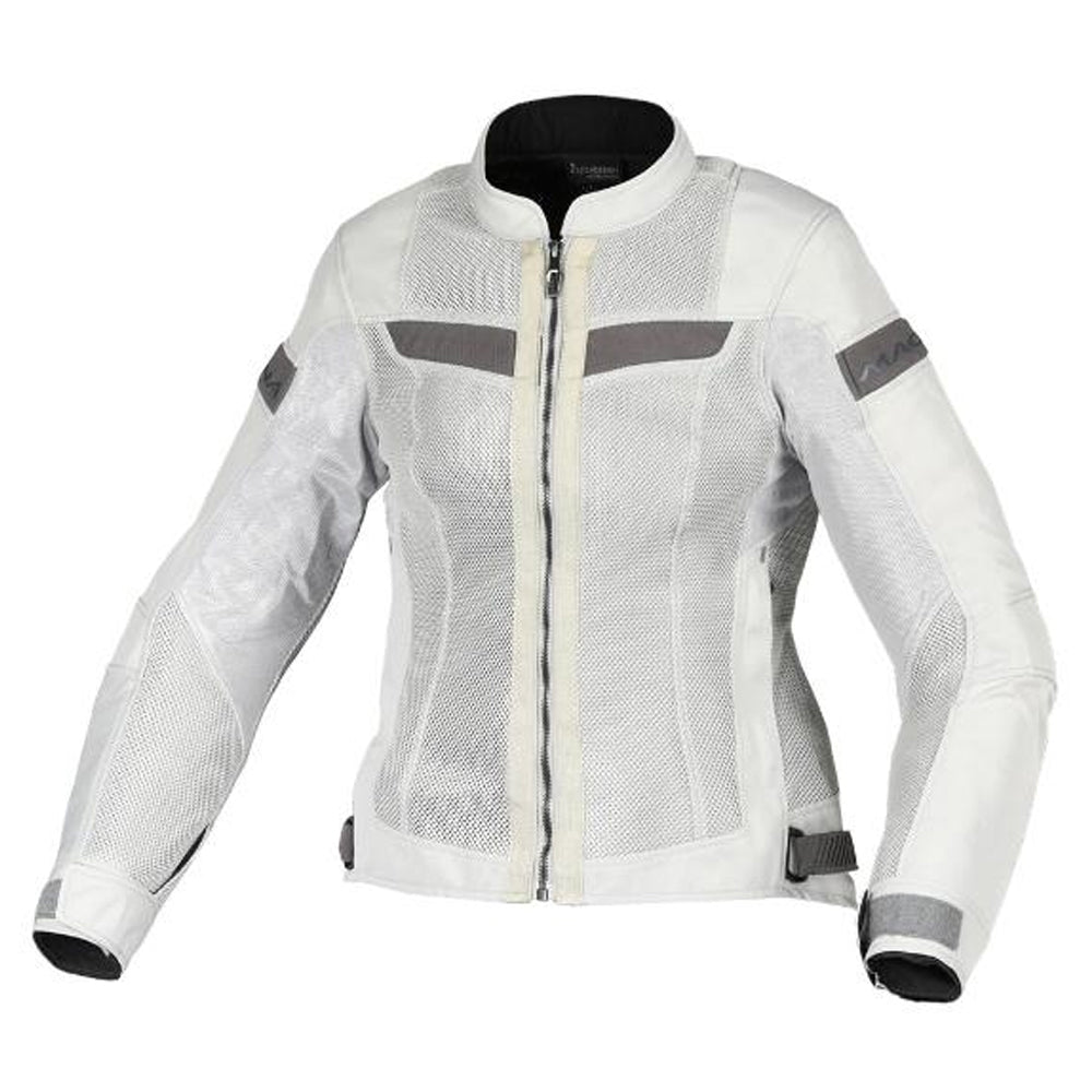 MACNA Ladies Motorcycle Jacket Velotura Width adjustable at Waist/Cuff Light Grey