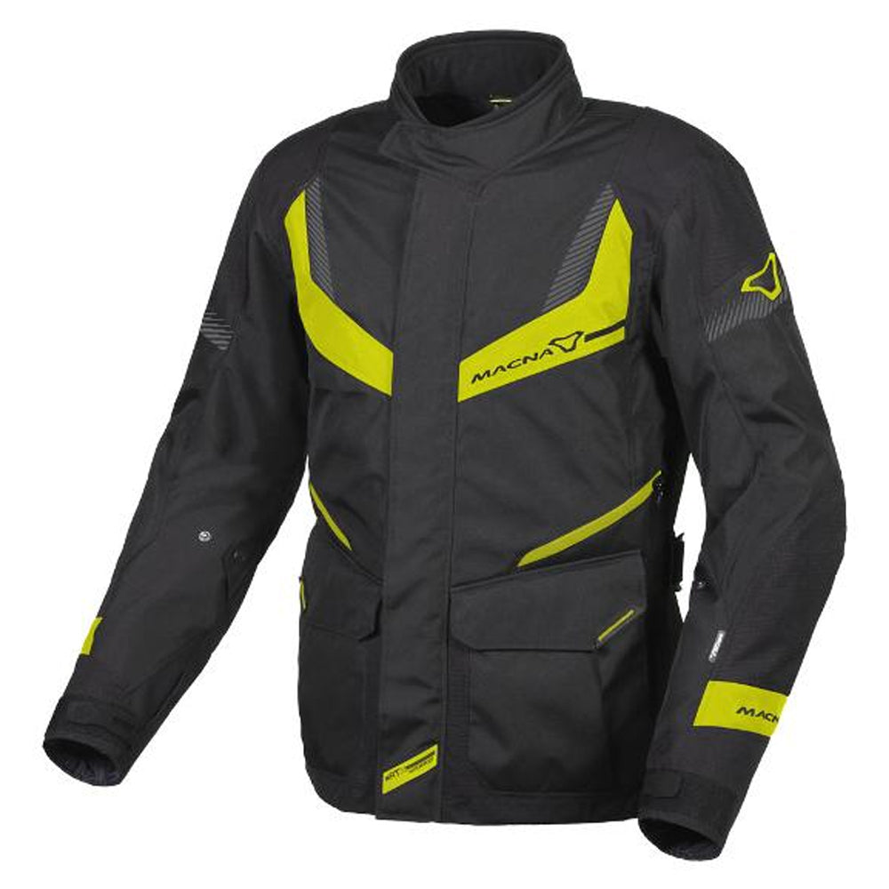 MACNA Mens Motorcycle Jacket Rancher Black/Fluro Yellow