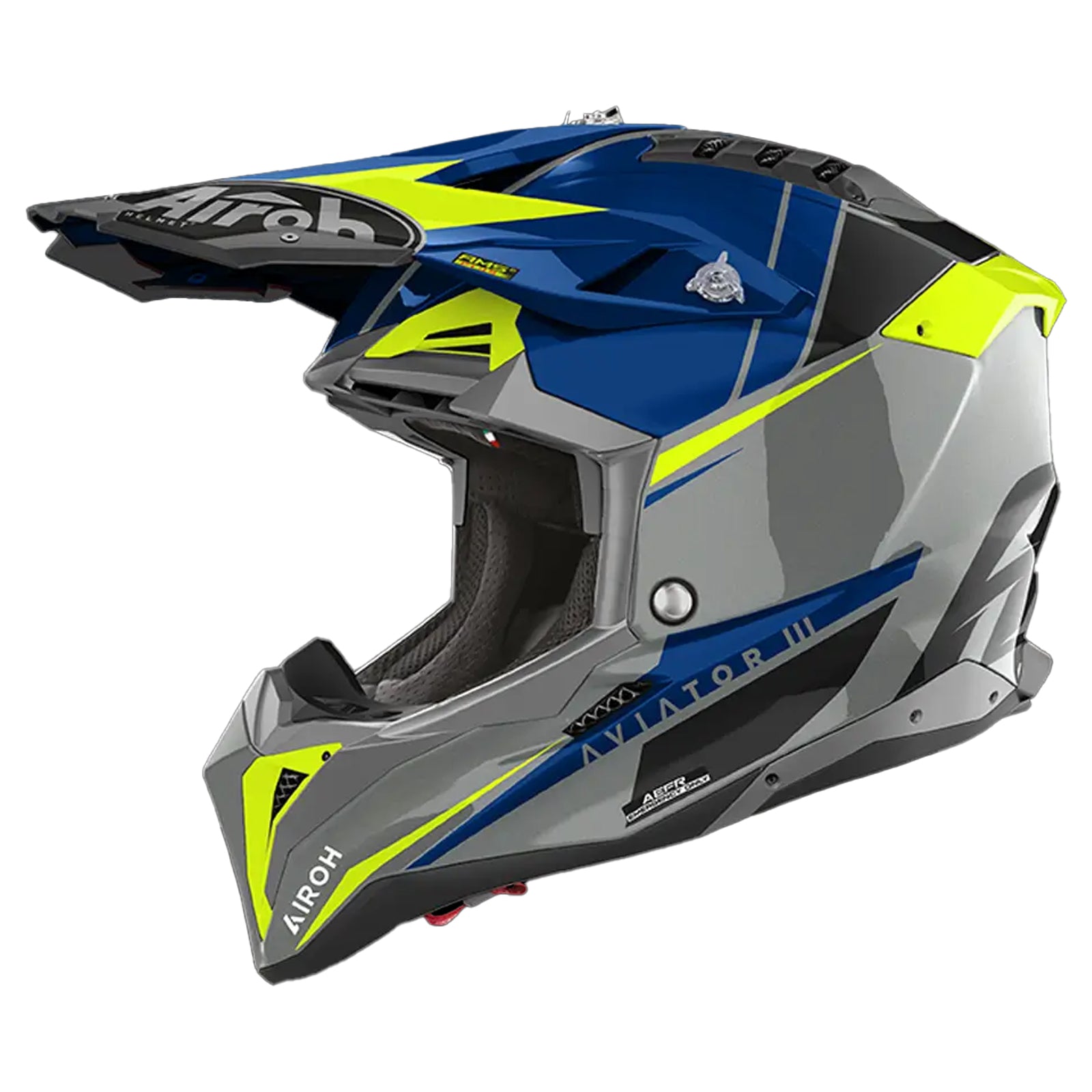 Airoh Off Road Motorbike Helmet Aviator 3 Push Blue Gloss