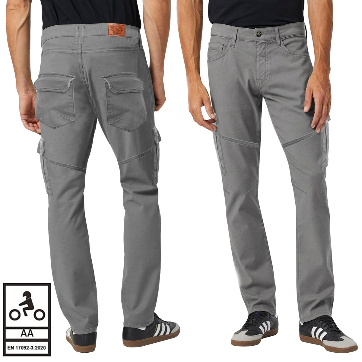 Bikers Gear Australia HD Stretch Cargo Kevlar Lined Motorcycle Pants Grey