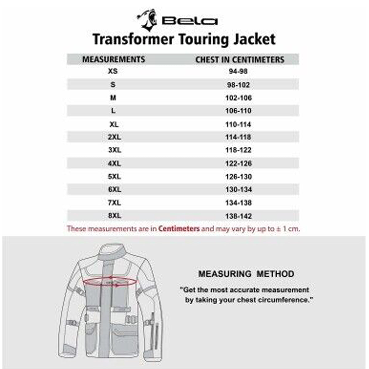 Bela Adventure Touring Motorcycle Motorbike Men Textile Racing Jacket Ce Armored Size Chart