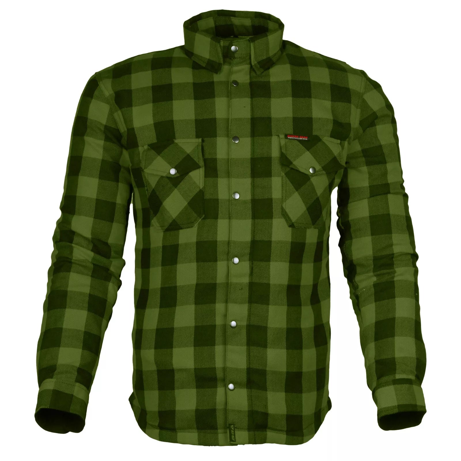 Bikers Gear Australia Boston HD Flannel Motorcycle Shirt Army Green / Black