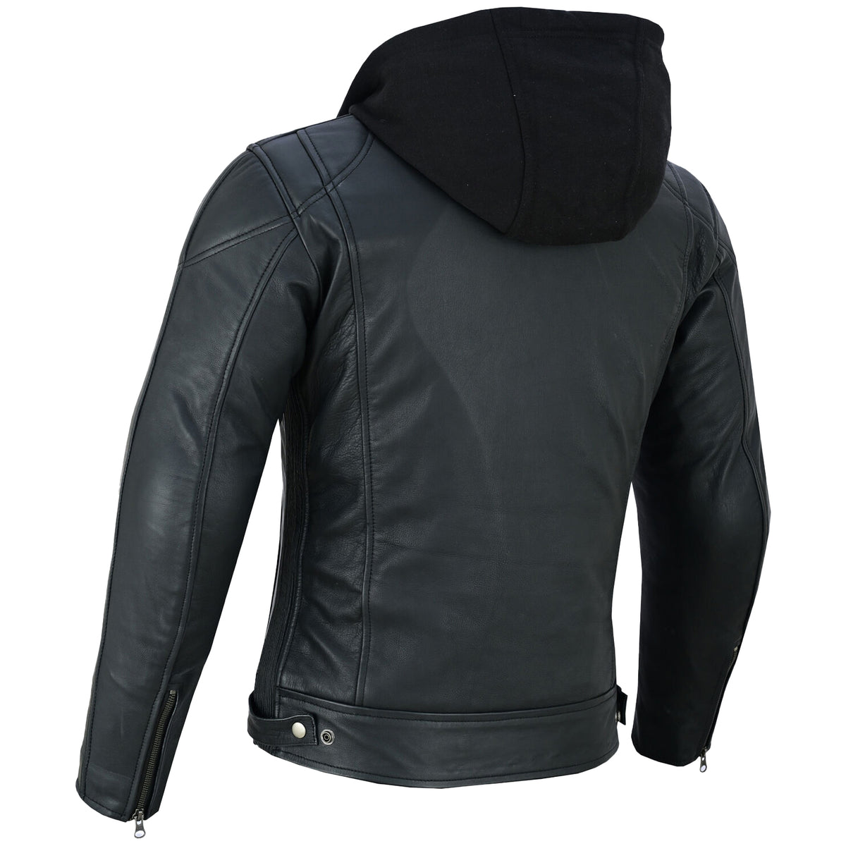 Bikers Gear Australia Mens Duffy Ultra Soft Fit Hooded Leather Motorcycle Jacket