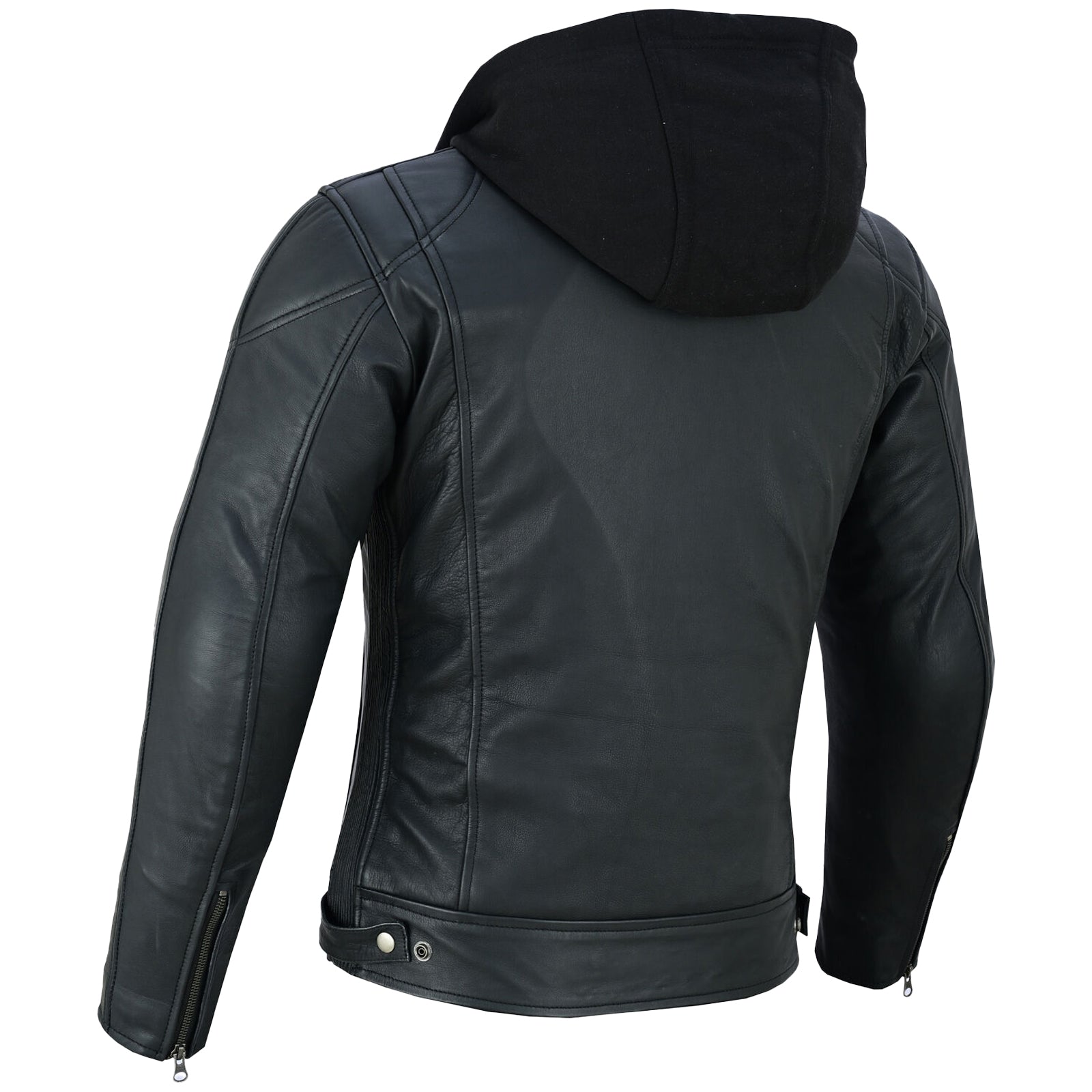 Bikers Gear Australia Mens Duffy Ultra Soft Fit Hooded Leather Motorcycle Jacket