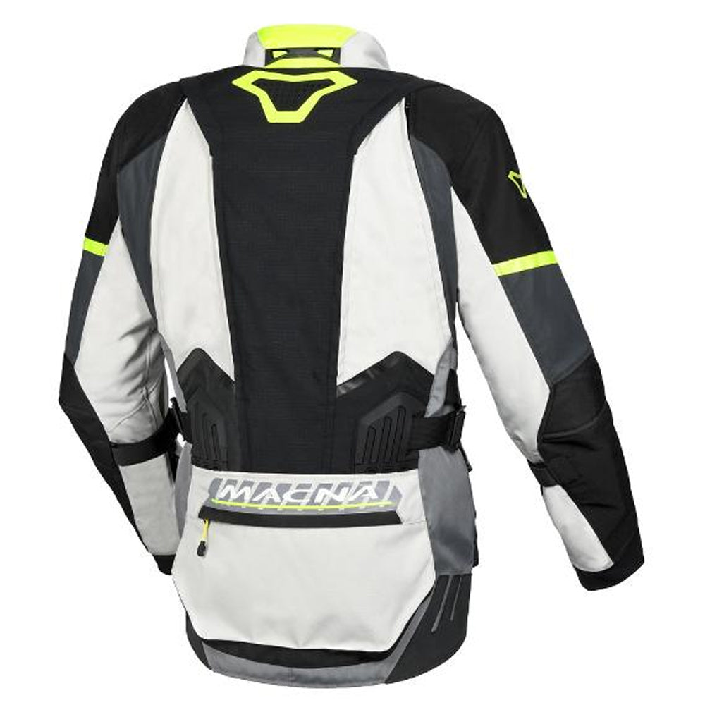 MACNA Mens Motorcycle Jacket Domane Light Grey/Fluro