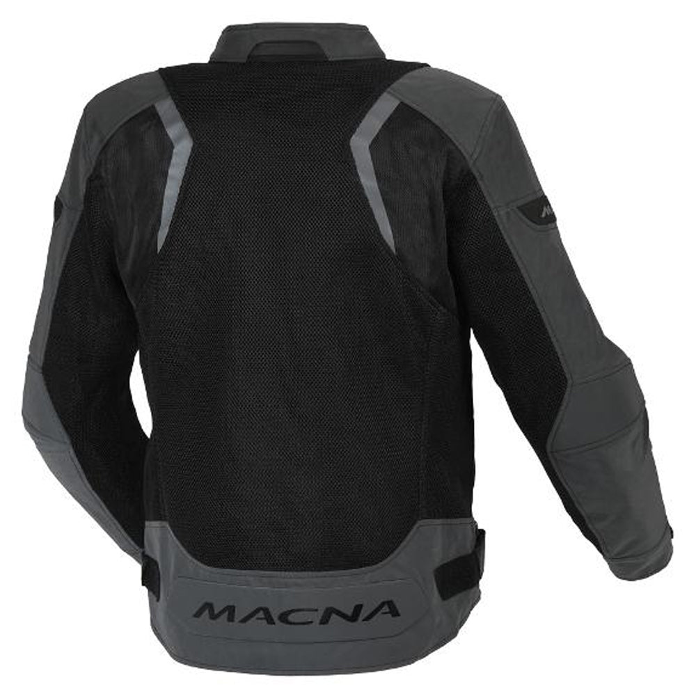 MACNA Mens Motorcycle Jacket Velotura 3D mesh panels front and back Black/Night Eye