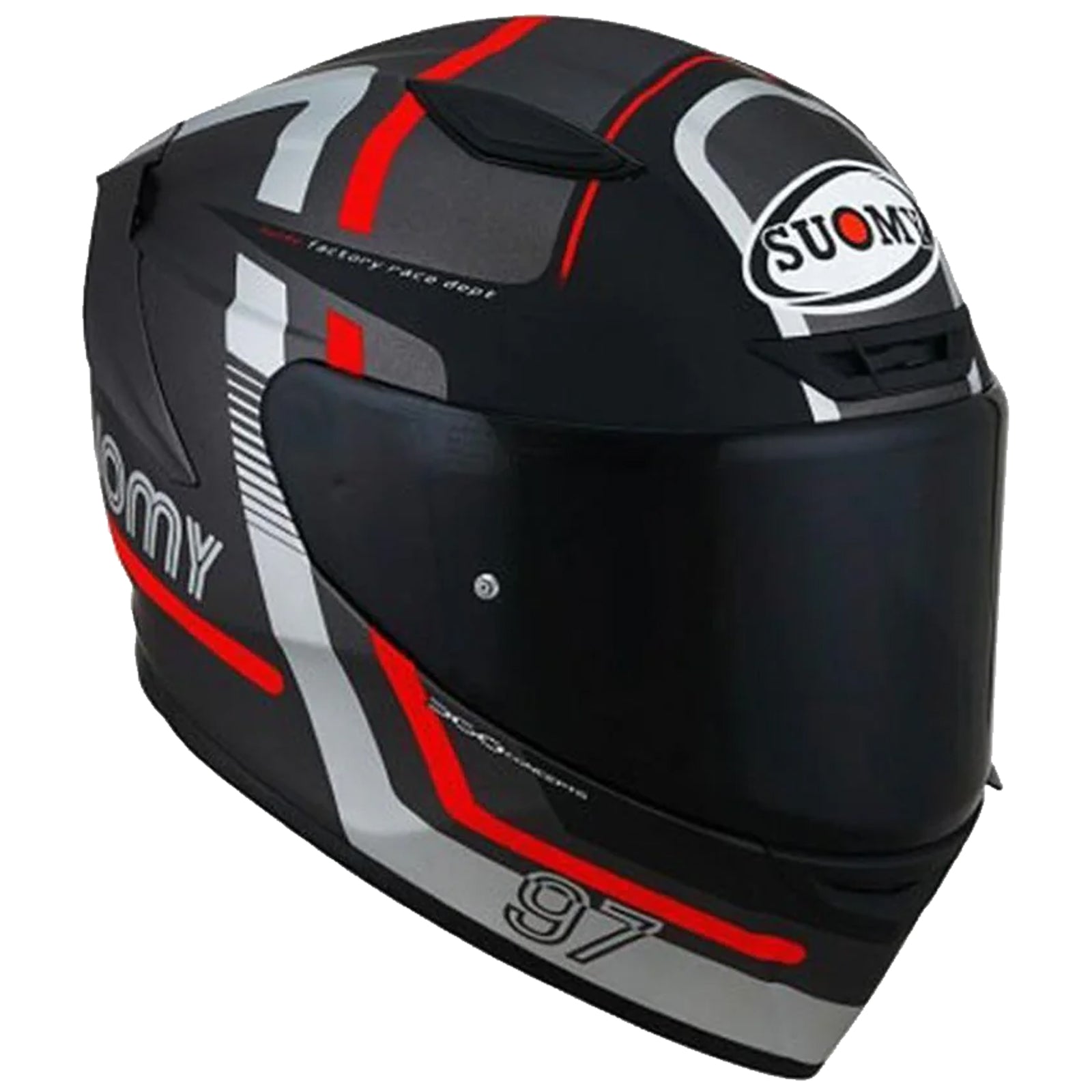 Suomy Track 1 97 Carbon Composite Motorcycle Helmet Gunmetal Red