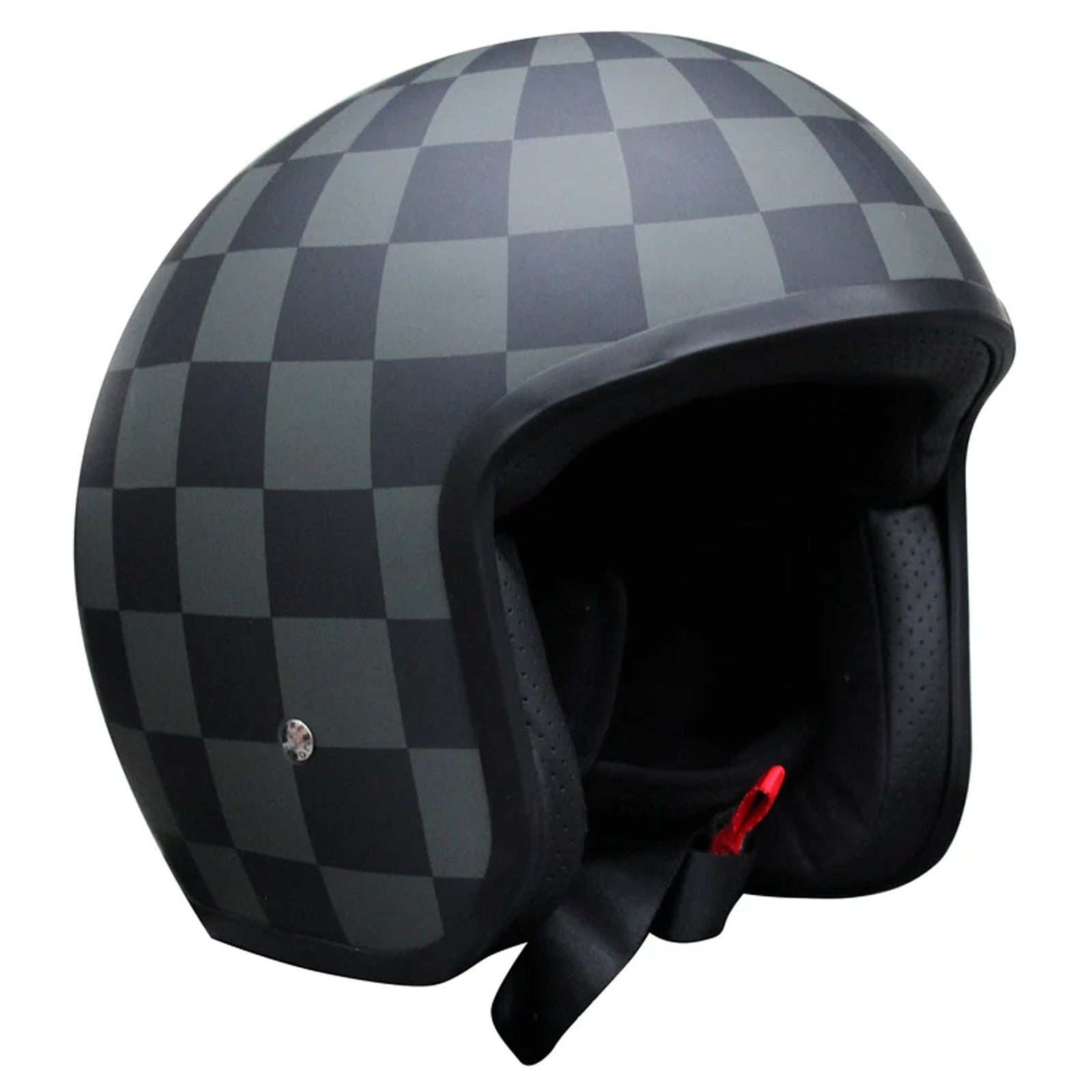 Johnny Reb Burke Open Face Motorcycle Helmet Black Check