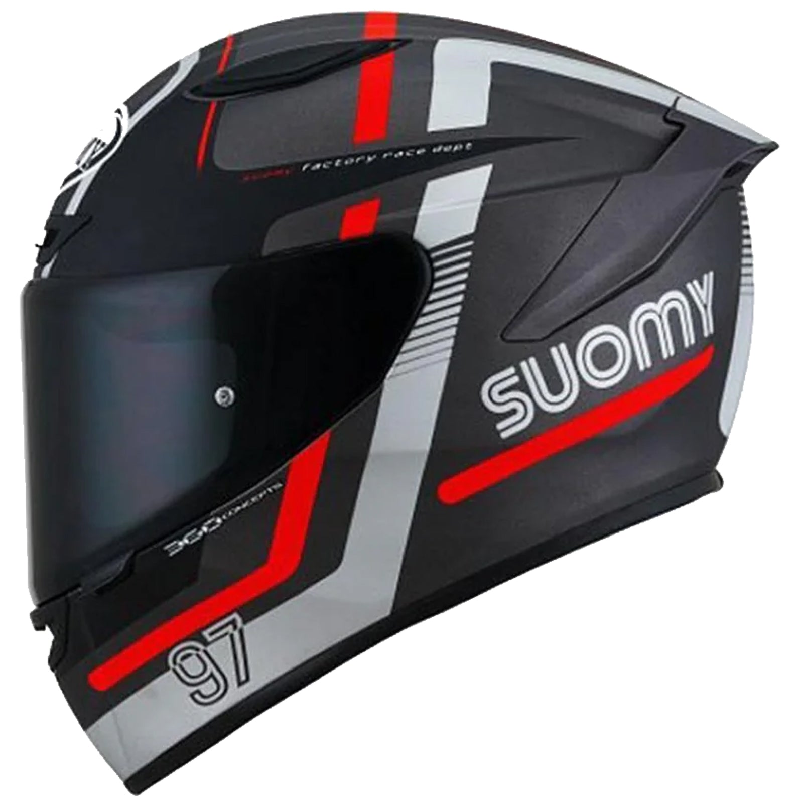 Suomy Track 1 97 Carbon Composite Motorcycle Helmet Gunmetal Red