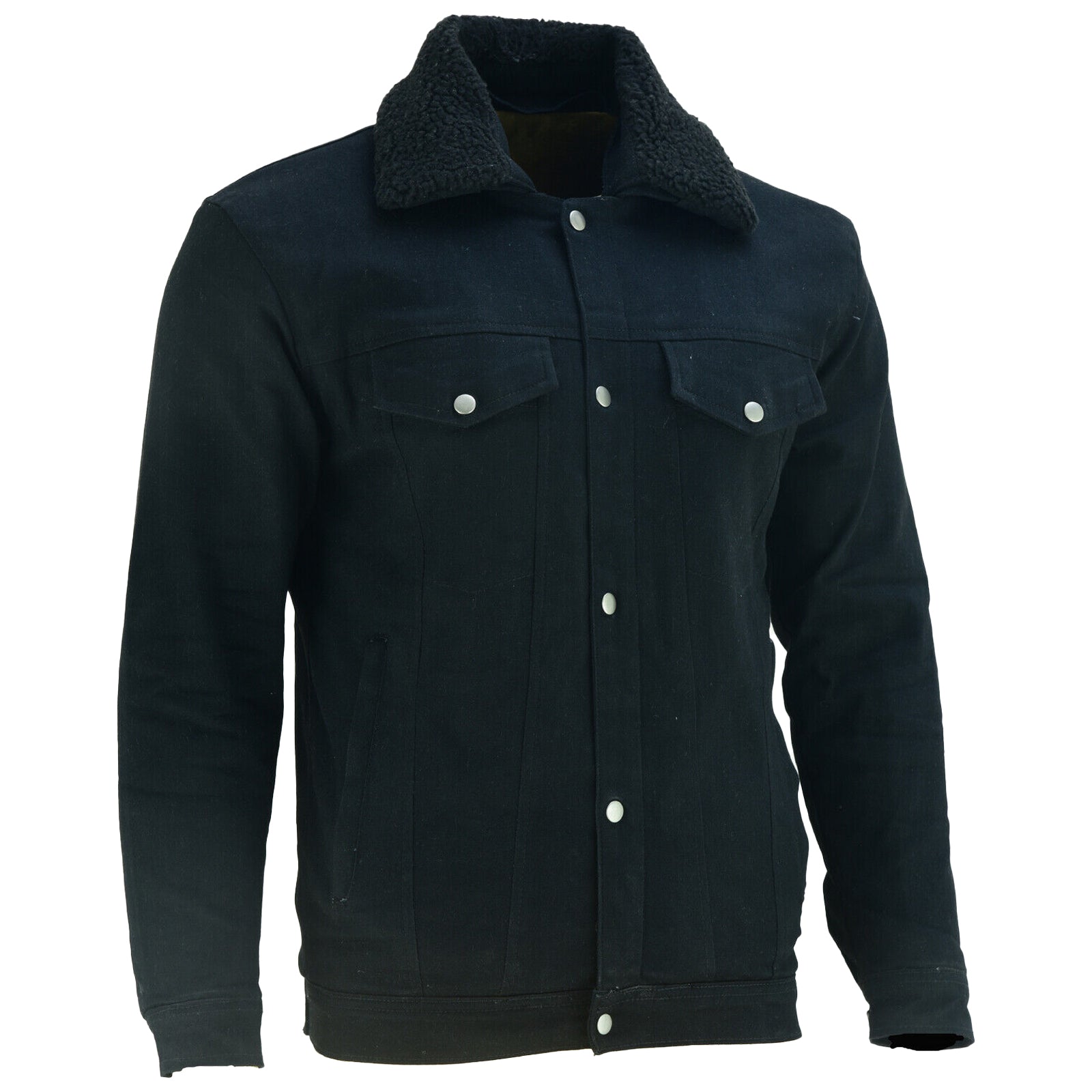 Bikers Gear Kevlar Lined Sherpa Denim Jacket Black
