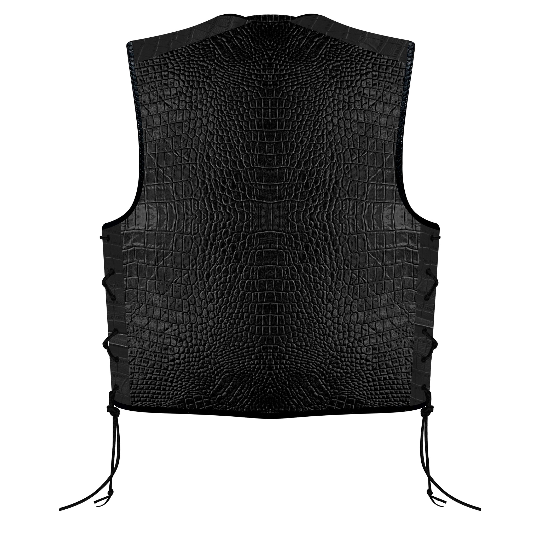 Biker Gear Australia Metal Clip Crocodile Pattern HD Leather Motorcycle Vest