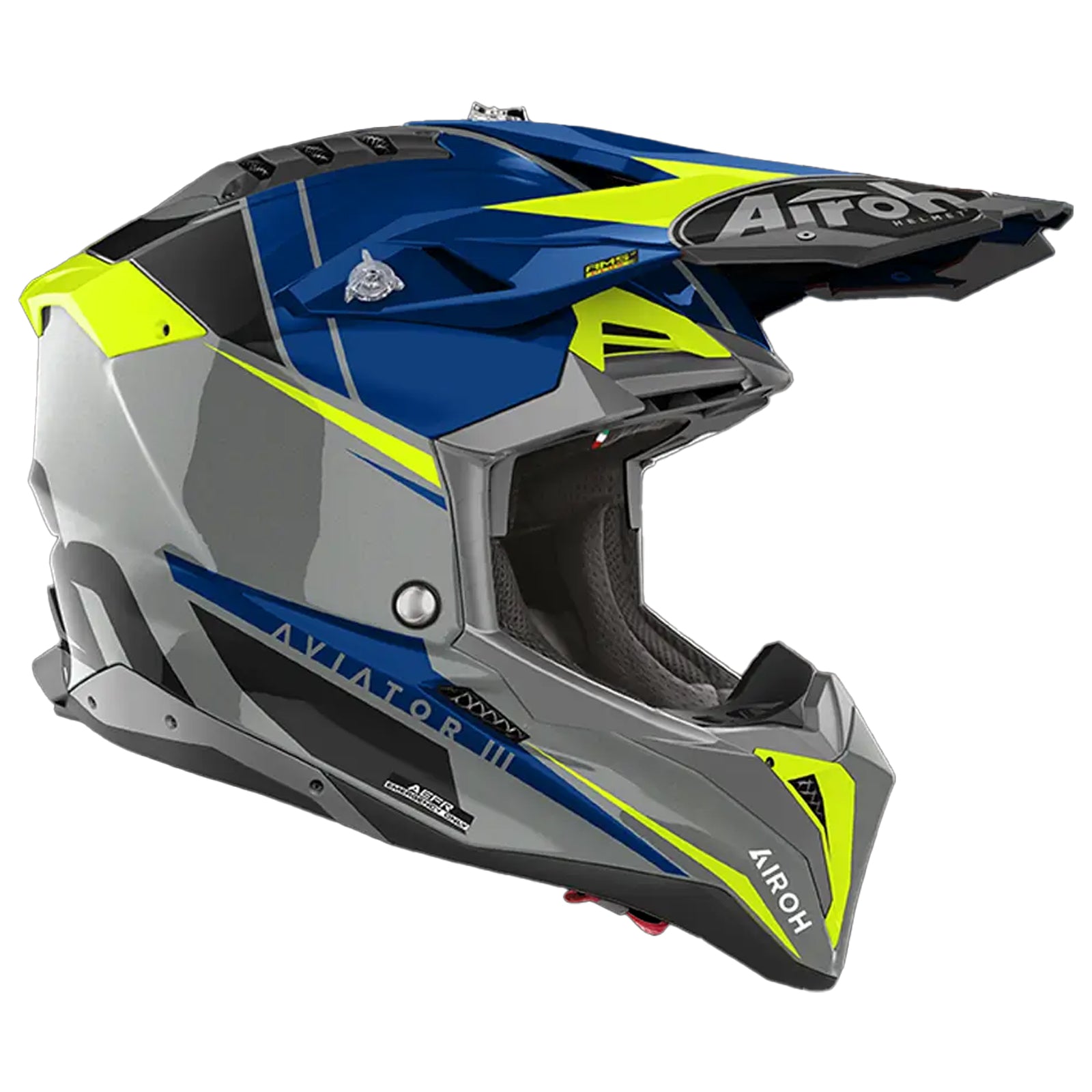 Airoh Off Road Motorbike Helmet Aviator 3 Push Blue Gloss