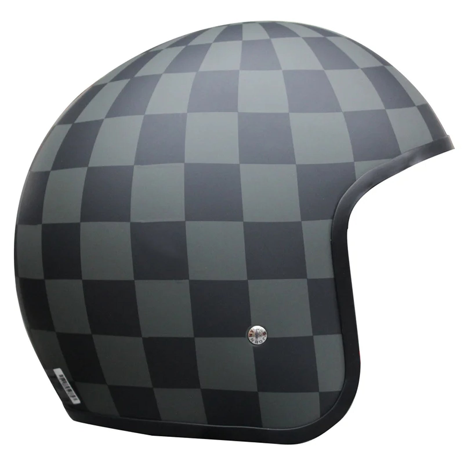 Johnny Reb Burke Open Face Motorcycle Helmet Black Check