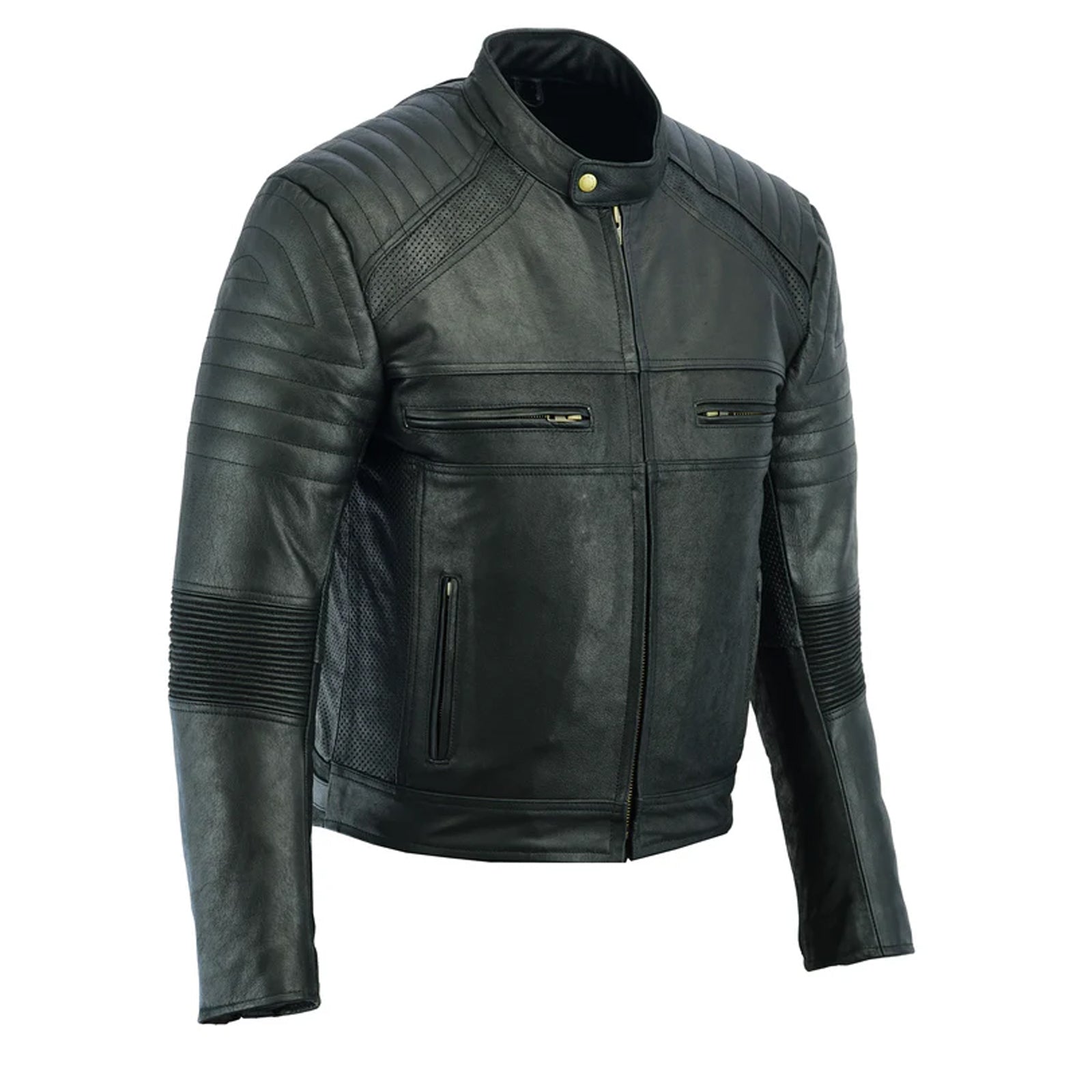 Johnny Reb Men's Botany Vintage Motorcycle Leather Jacket Black