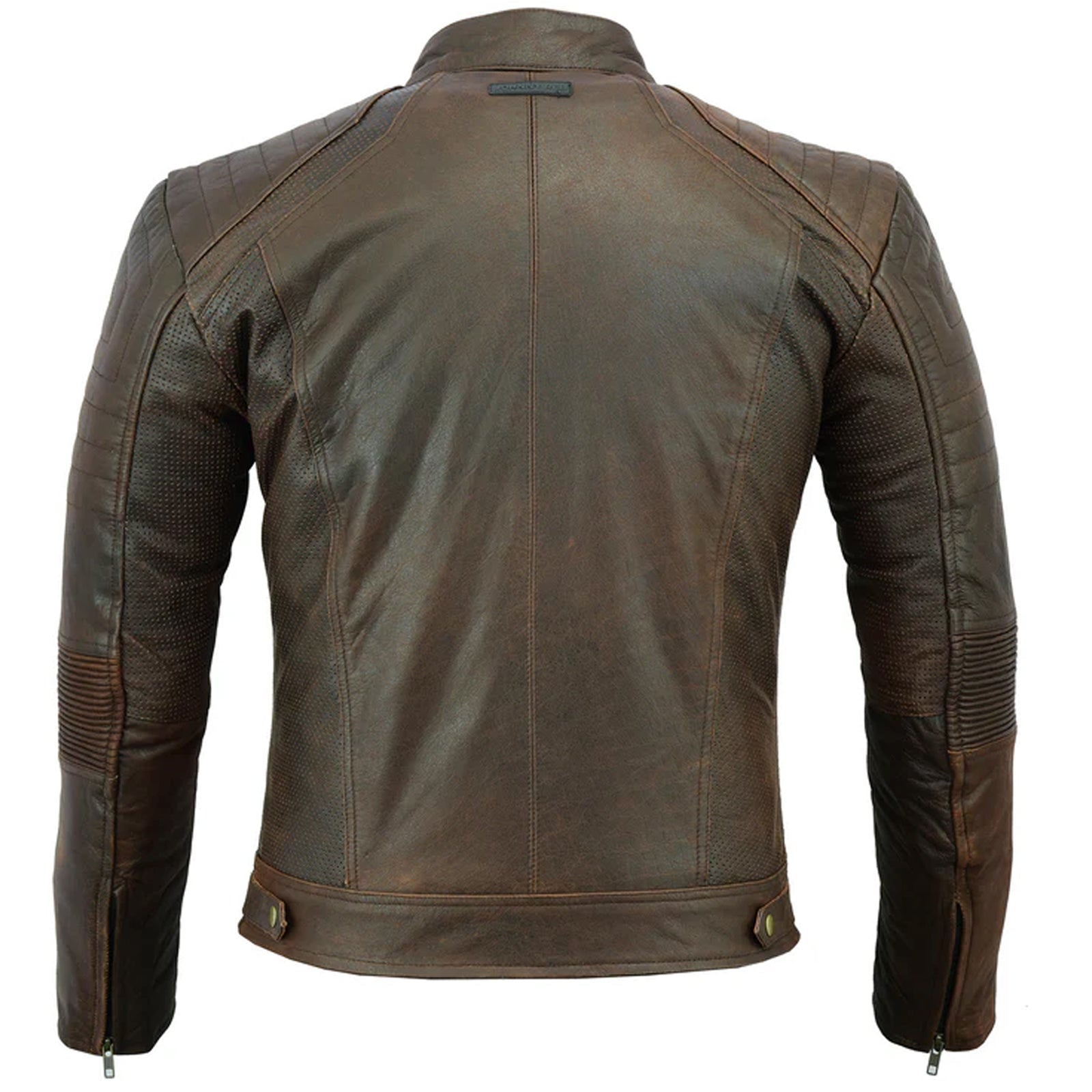 Johnny Reb Men's Botany Vintage Motorcycle Leather Jacket Brown