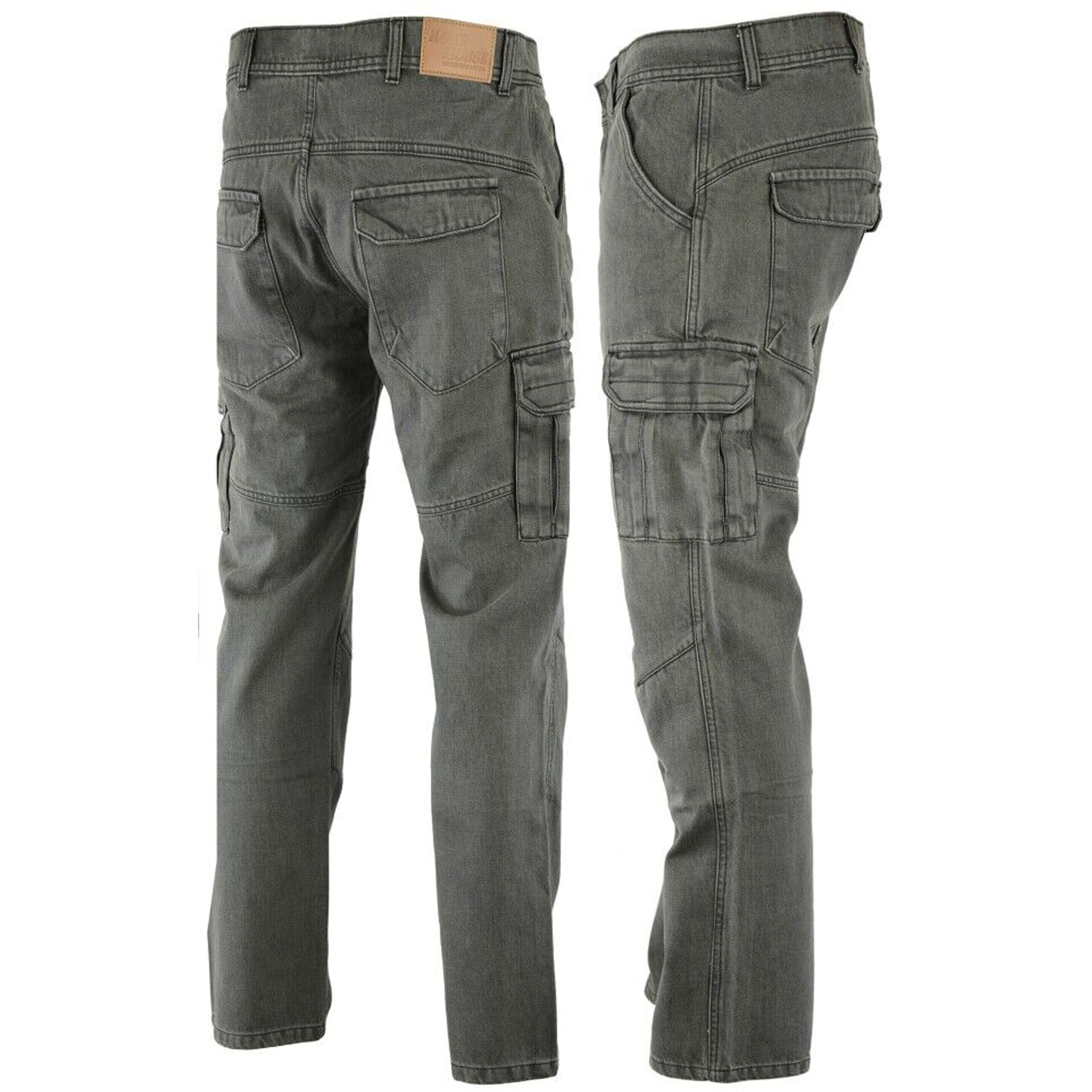 Bikers Gear Australia HD Stretch Cargo Kevlar Lined Motorcycle Pants Grey