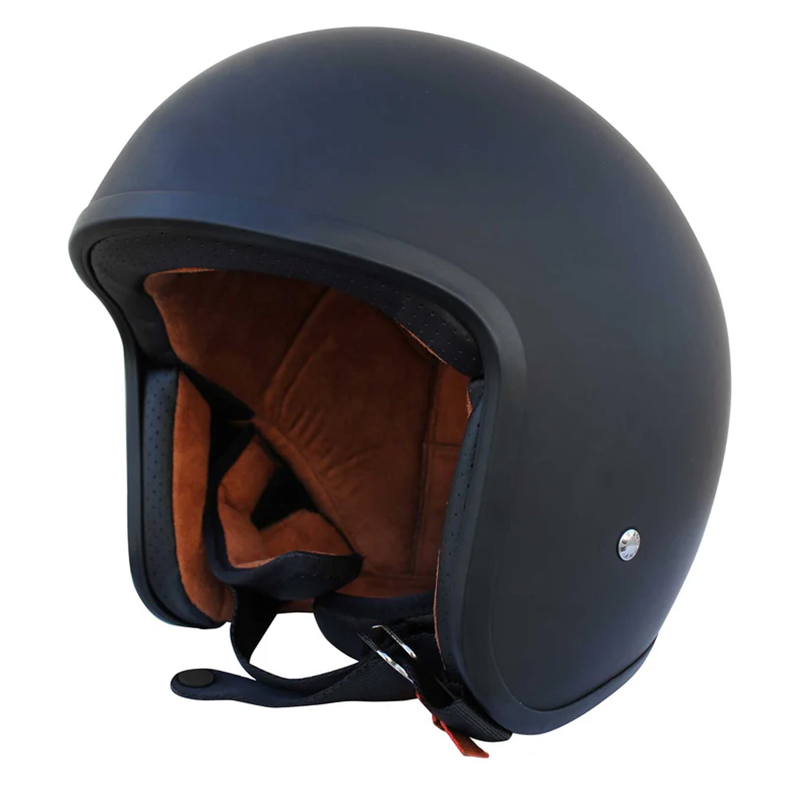 Johnny Reb Burke Open Face Motorcycle Helmet Matte Black/Brown Lining