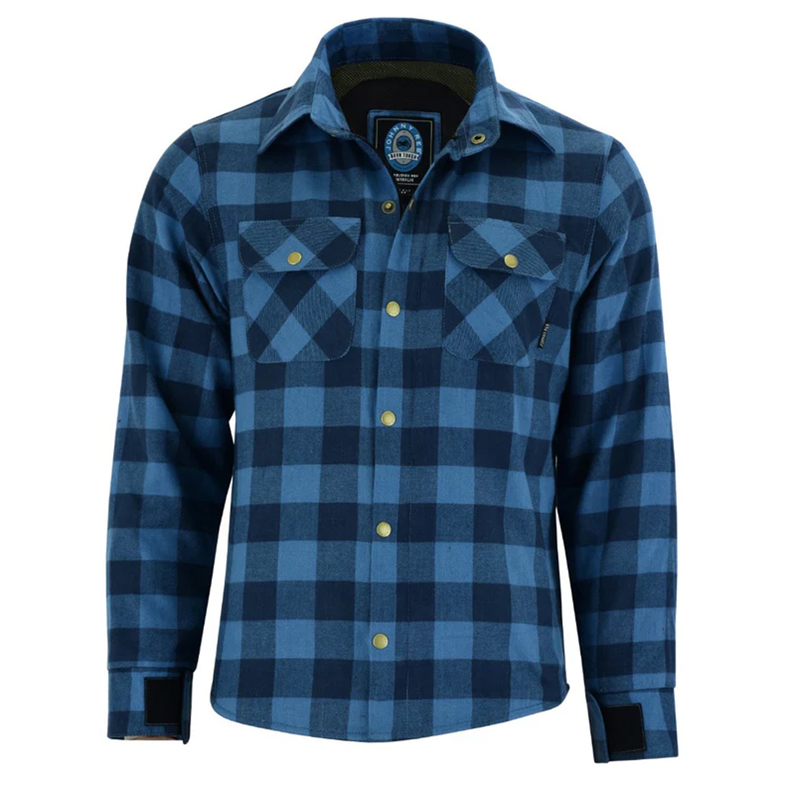 Johnny Reb Men's Waratah Motorcycle Protective Shirt Navy/Blue Check