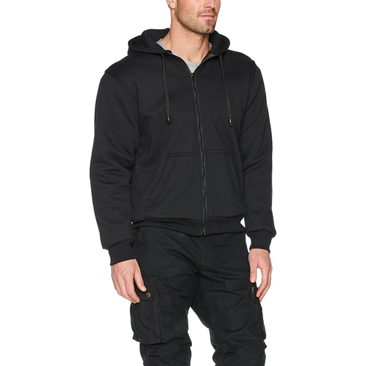 Bikers Gear Australia alpha Protective Motorcycle Kevlar Lined Hoodie Black
