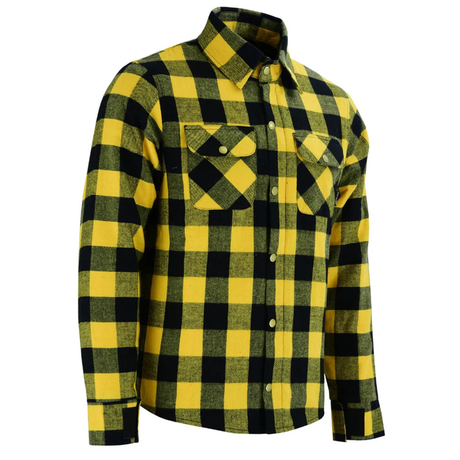 Johnny Reb Men's Waratah Motorcycle Protective Shirt Yellow/Black Check