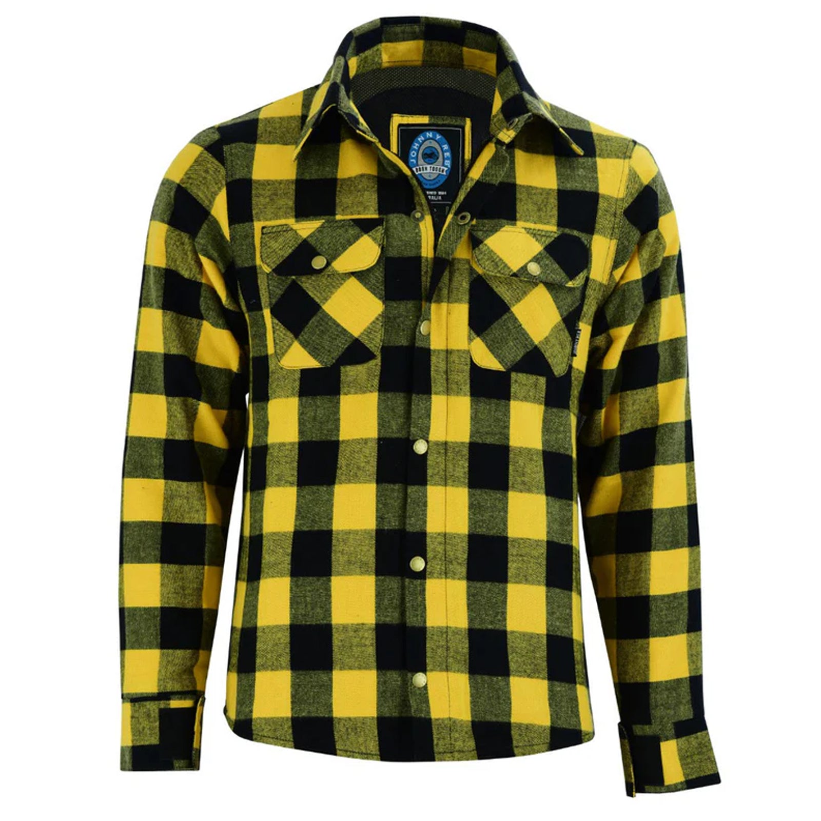 Johnny Reb Men's Waratah Motorcycle Protective Shirt Yellow/Black Check