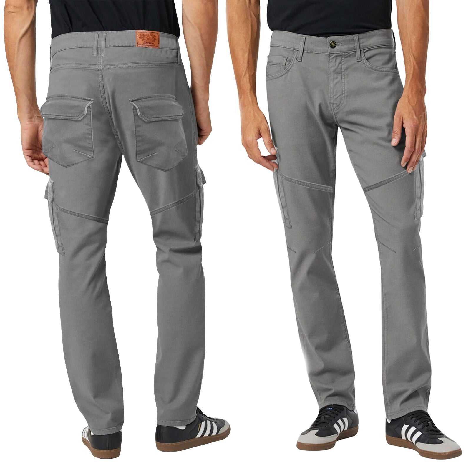Bikers Gear Australia HD Stretch Cargo Kevlar Lined Motorcycle Pants Grey