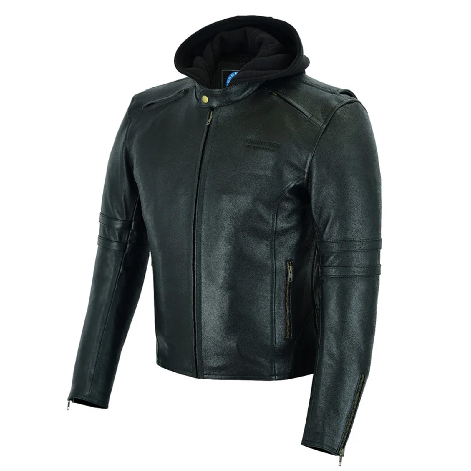 Johnny Reb Men's Hawkesbury Motorcycle Leather Jacket - Removable Hood