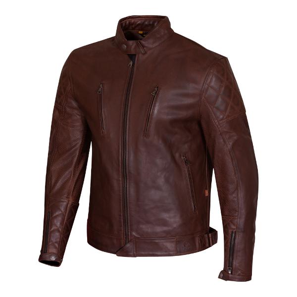 MERLIN Mens Motorcycle Leather Jacket Wishaw D3O Brown