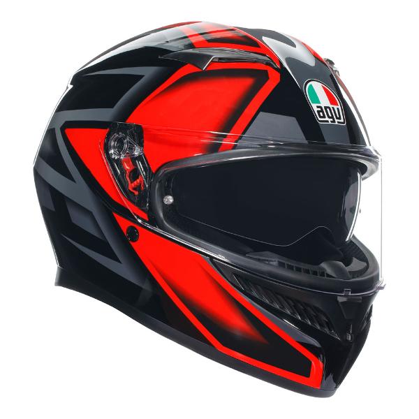 AGV Mens Motorcycle Full Face Road Helmet K3 Compound Black/Red