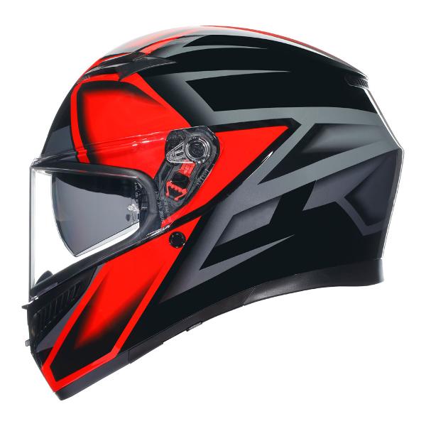 AGV Mens Motorcycle Full Face Road Helmet K3 Compound Black/Red