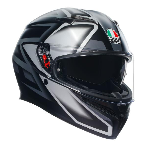 AGV Mens Motorcycle Full Face Road Helmet K3 Compound Matt Black/Grey