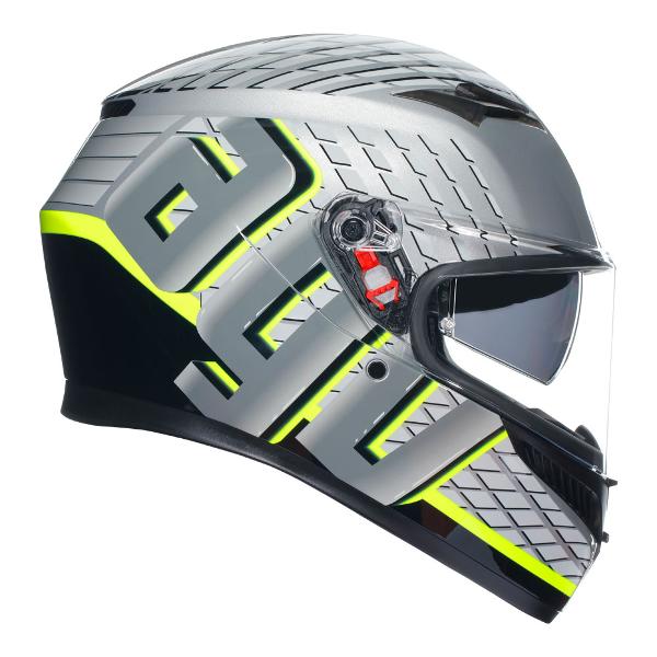 AGV Mens Motorcycle Full Face Road Helmet K3 Fortify Grey/Black/Yellow Fluro