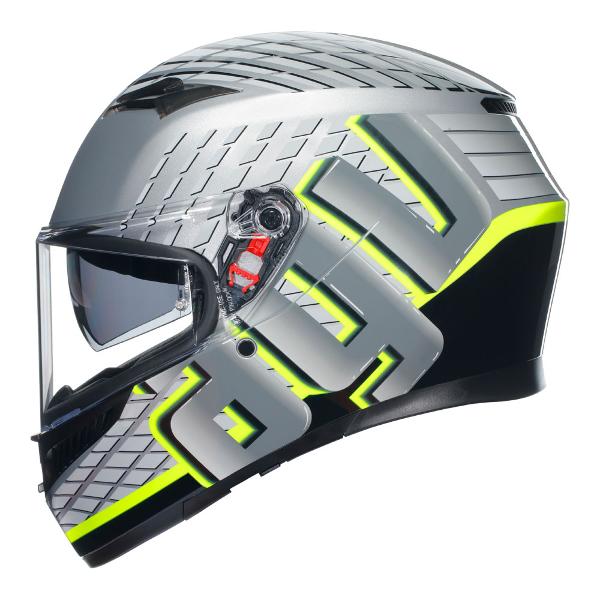 AGV Mens Motorcycle Full Face Road Helmet K3 Fortify Grey/Black/Yellow Fluro