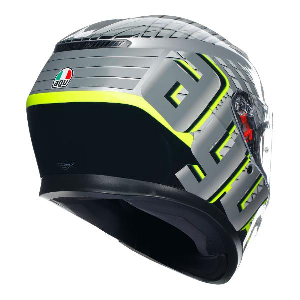 AGV Mens Motorcycle Full Face Road Helmet K3 Fortify Grey/Black/Yellow Fluro