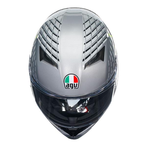 AGV Mens Motorcycle Full Face Road Helmet K3 Fortify Grey/Black/Yellow Fluro