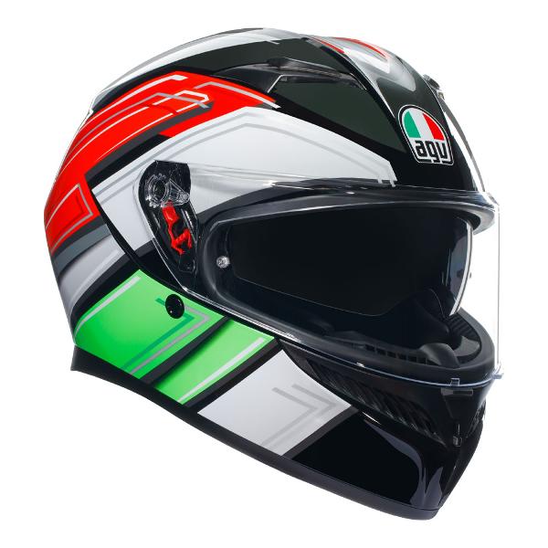 AGV Mens Motorcycle Full Face Road Helmet K3 Wing Black/Italy