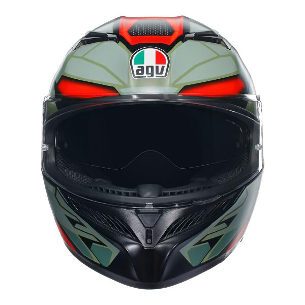 AGV Mens Motorcycle Full Face Road Helmet K3 Decept Matt Black/Green/Red