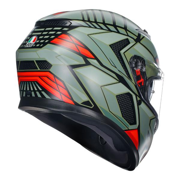 AGV Mens Motorcycle Full Face Road Helmet K3 Decept Matt Black/Green/Red