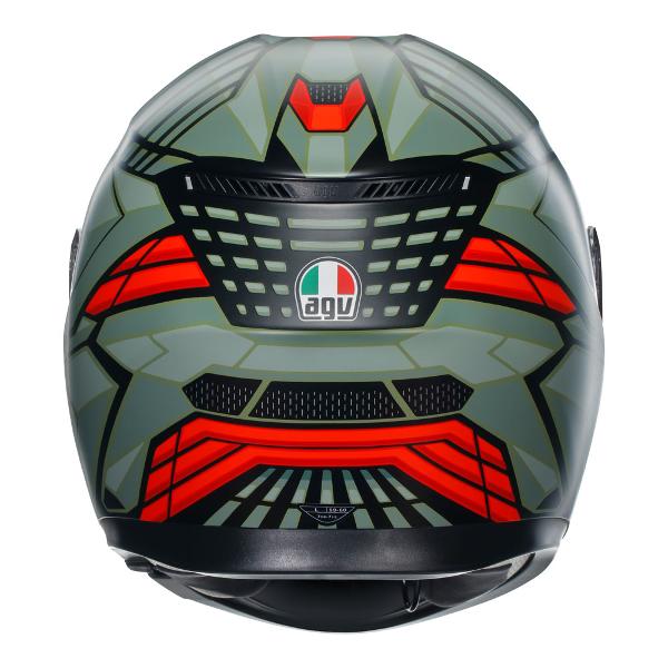 AGV Mens Motorcycle Full Face Road Helmet K3 Decept Matt Black/Green/Red