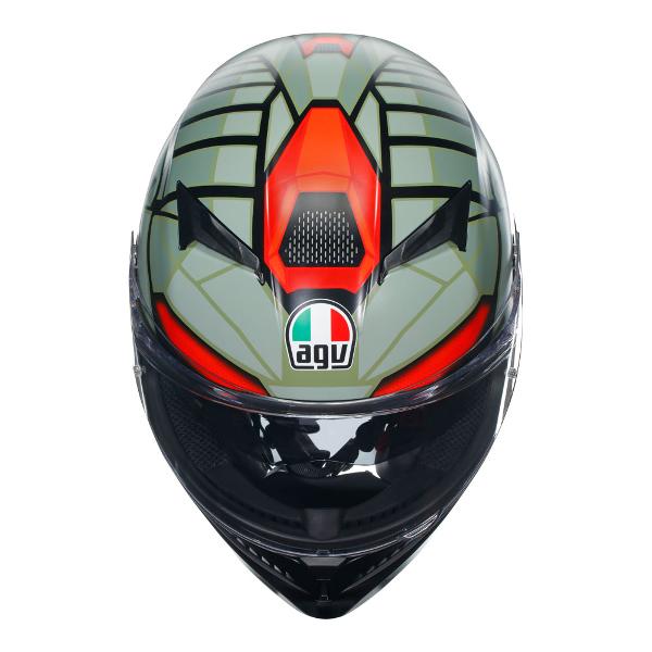 AGV Mens Motorcycle Full Face Road Helmet K3 Decept Matt Black/Green/Red