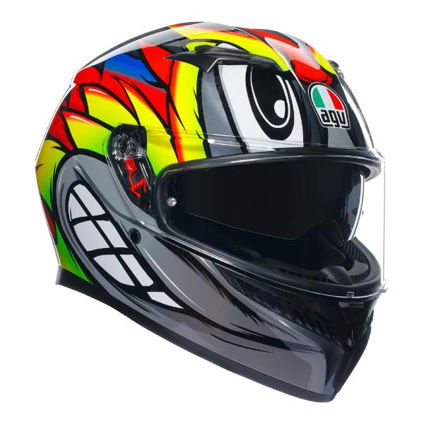 AGV Mens Motorcycle Full Face Road Helmet K3 Birdy 2.0 Grey/Yellow/Red