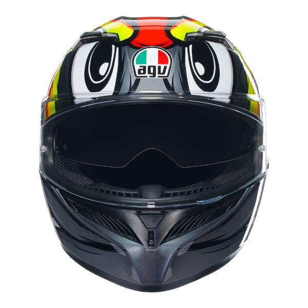 AGV Mens Motorcycle Full Face Road Helmet K3 Birdy 2.0 Grey/Yellow/Red