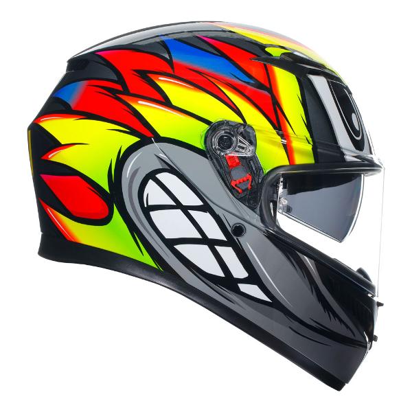 AGV Mens Motorcycle Full Face Road Helmet K3 Birdy 2.0 Grey/Yellow/Red