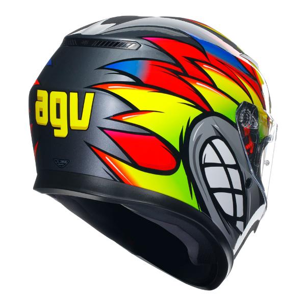 AGV Mens Motorcycle Full Face Road Helmet K3 Birdy 2.0 Grey/Yellow/Red